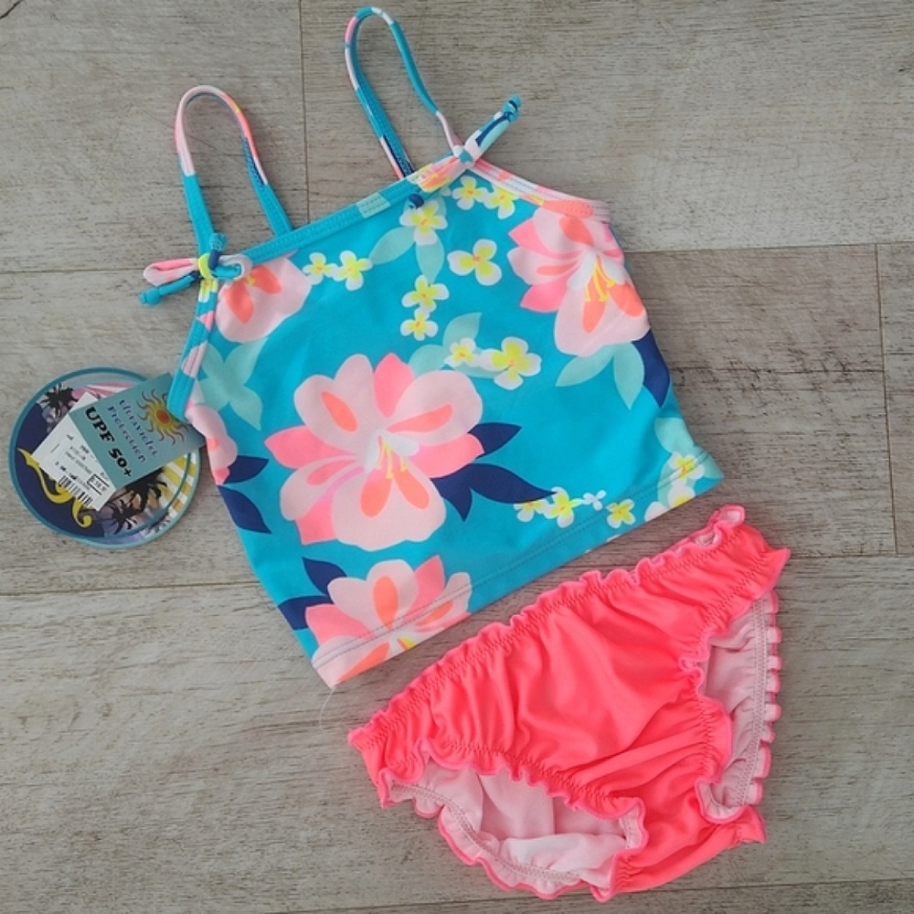 NWT Heat Girls Floral Bikini UPF 50+ Swimsuit